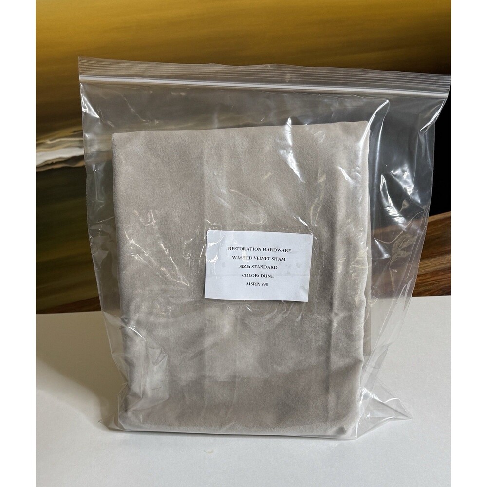 Restoration Hardware Washed Velvet Standard Sham Cotton Velvet Dune NEW $95